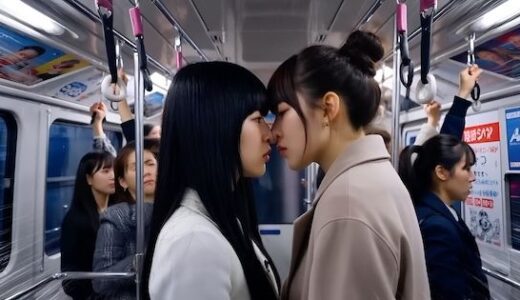 【2025-08-21発売】【満員電車2】鼻と鼻を押し付け合って睨み合う本妻と愛人。（キスあり）【d_650283】【あいろこーぷ】