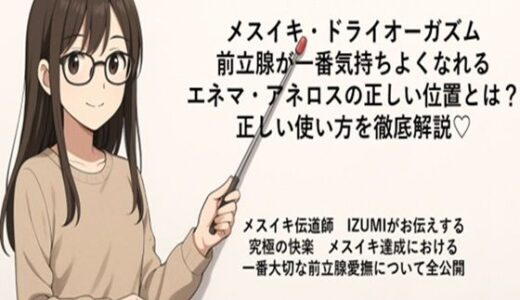 【2025-09-14発売】メスイキ・ドライオーガズム 前立腺が一番気持ちよくなれる エネマ・アネロスの正しい位置とは？ 正しい使い方を徹底解説（はーと）  メスイキ伝道師  IZUMIがお伝えする 究極の快楽  メスイキ達成における 一番大切な前立腺愛撫について全公開【d_666223】【メスイキ？ドライオーガズム？研究所】