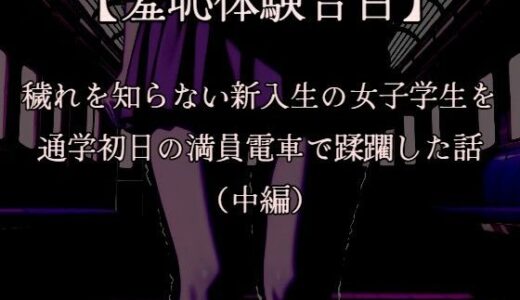 【2025-09-19発売】【羞恥体験告白】穢れを知らない新入生の女子学生を通学初日の満員電車で蹂躙した話（中編）CGなし版【d_667804】【羞恥体験告白】