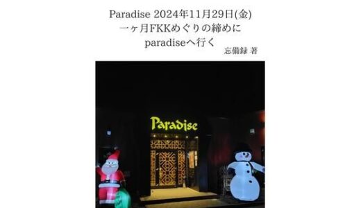【2025-07-22発売】FKKレポート vol.17 Paradise 2024年11月29日（金） 一ヶ月FKKめぐりの締めにparadiseへ行く【d_637722】【忘備録】