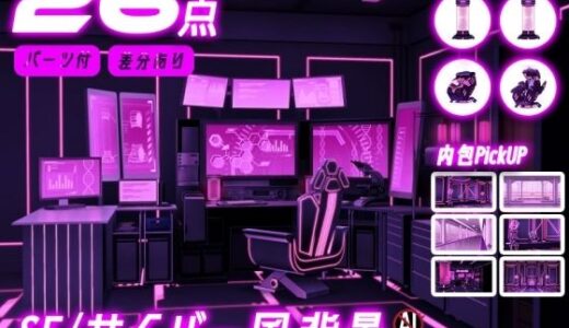 【2025-08-04発売】みにくる背景CG素材集『未来編』part02-Pink×Black-B【d_641810】【背景専門店みにくる】