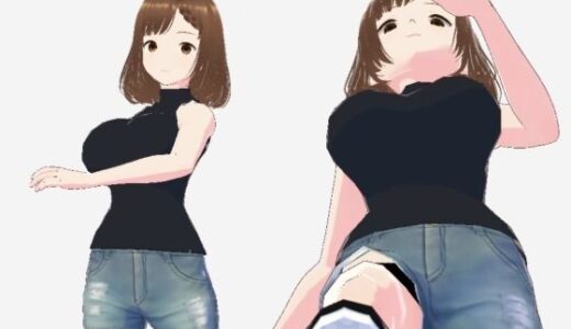 【2025-12-22発売】黒いノースリーブにデニムのショートパンツのお姉さん（セリフなし  3DCGモデル  イラスト集）【d_714503】【パイアールフロンティア】