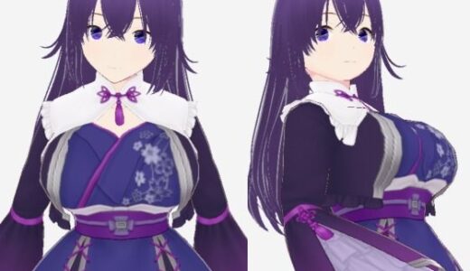 【2026-01-14発売】青紫の和模様ドレスの巨乳美女（セリフなし  3DCGモデル  イラスト集）【d_722732】【アフェアーアモーレ】